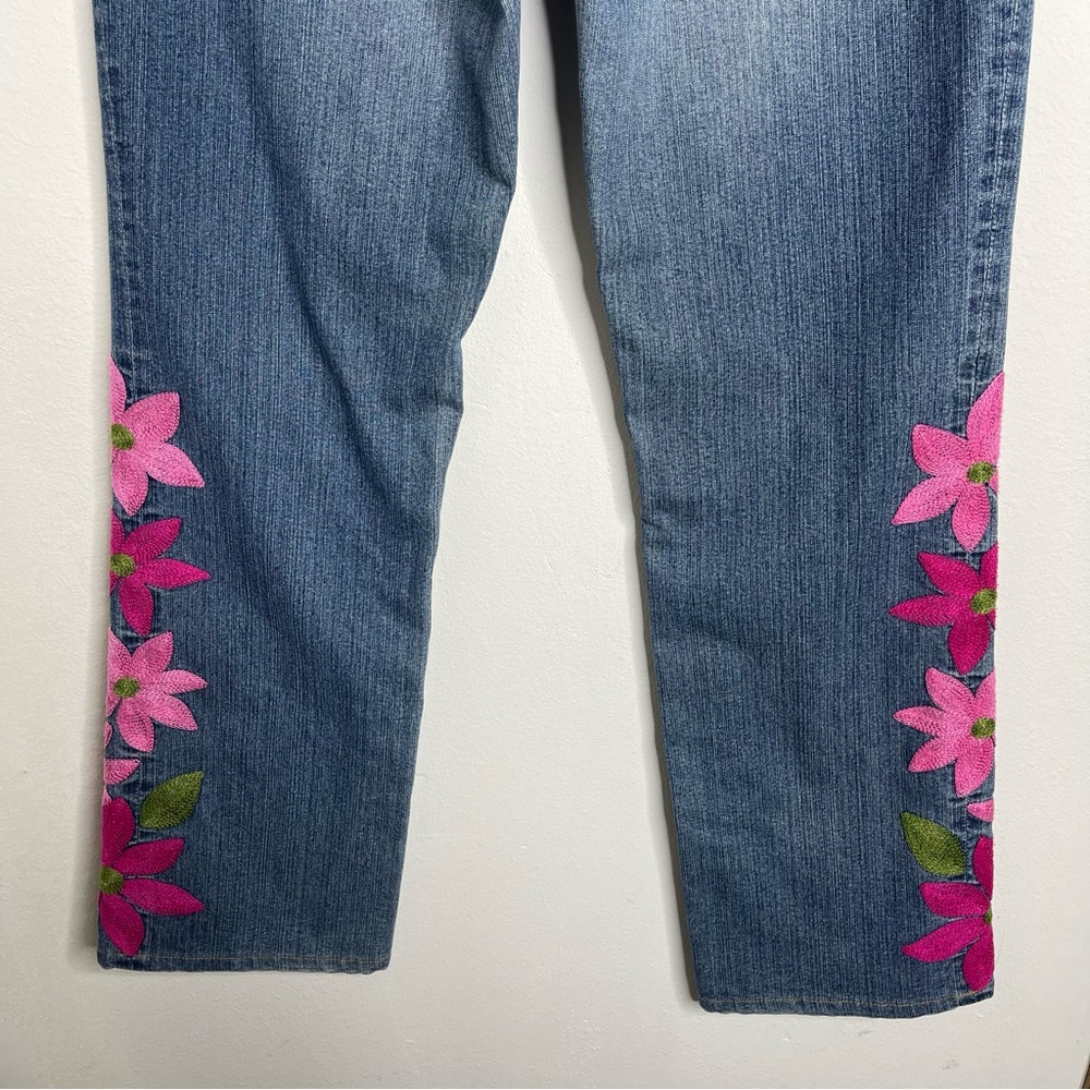 Vintage Lilly Pulitzer Y2K Funky Floral Embroidered Straight Jeans Size 6 - Picture 7 of 16